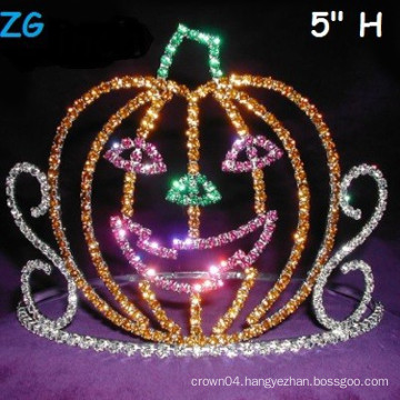 Cute Colored Smile Pumpkins Pageant Crown, Halloween Pageant Crown